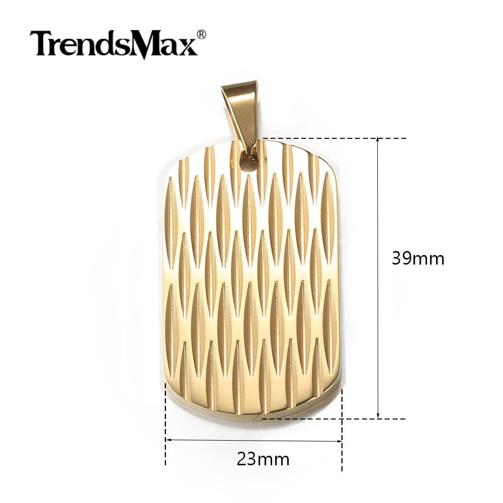 Silver/Black/Gold Plated Stainless Steel Dog Tag Pendant Necklace Shield Shape