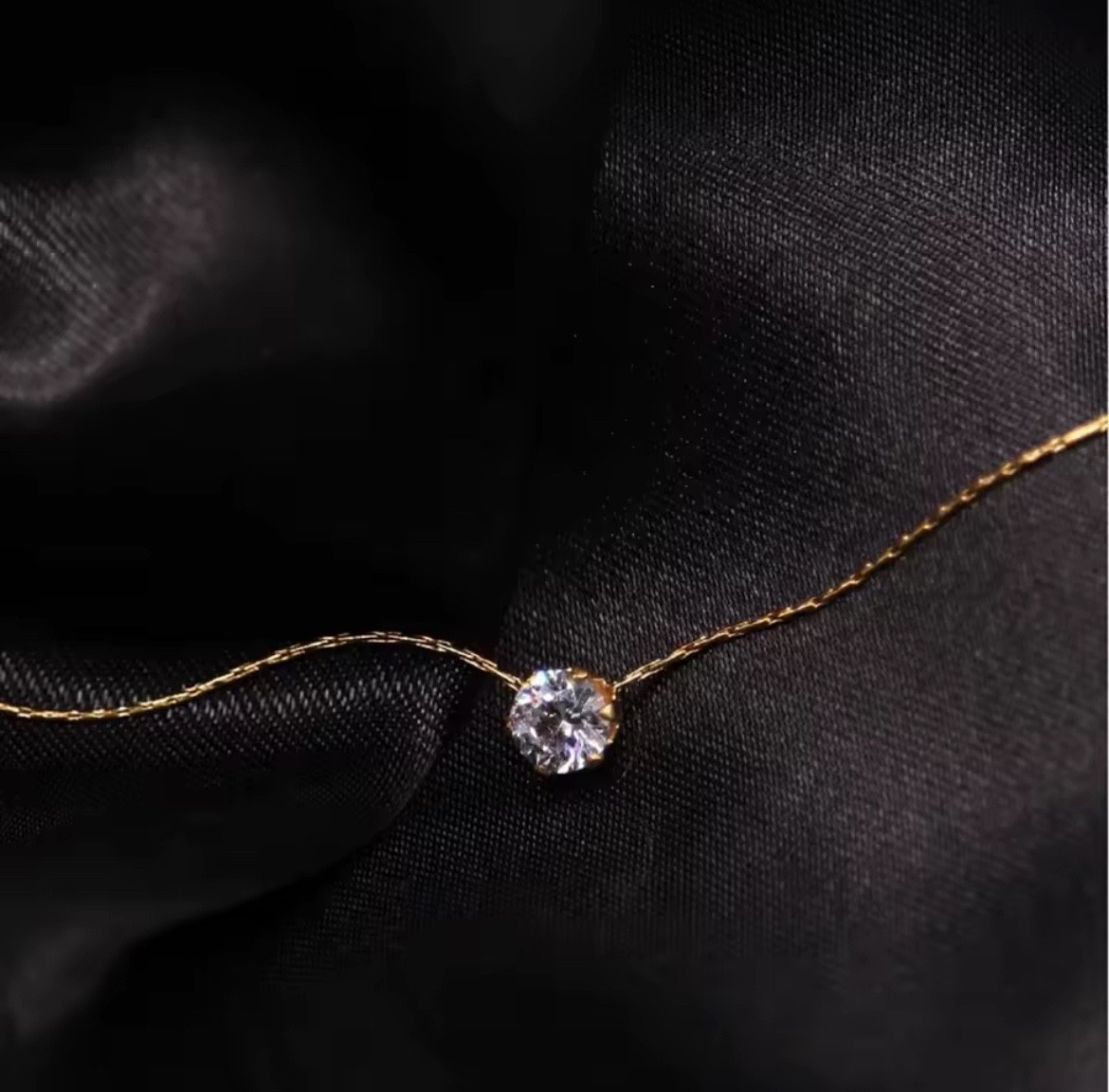 Minimalist Zircon Pendant Necklace Choker Adjustable Silver Gold Plated