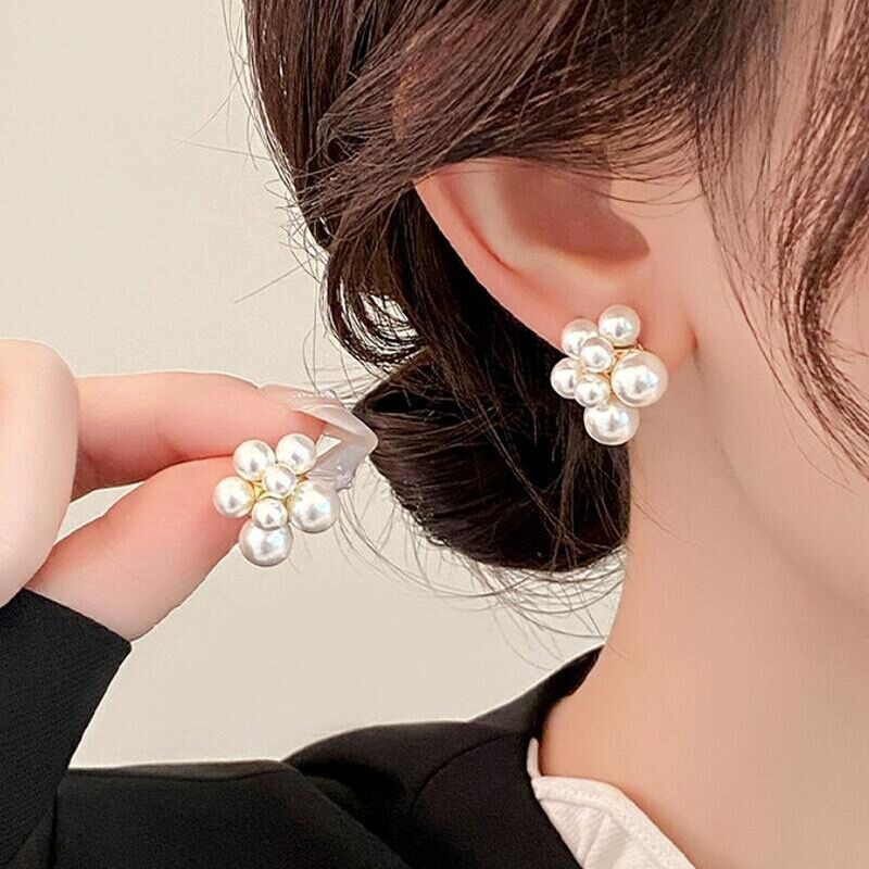 Fashion Woman 14k Gold Plated Simulated Pearl Earring Stud