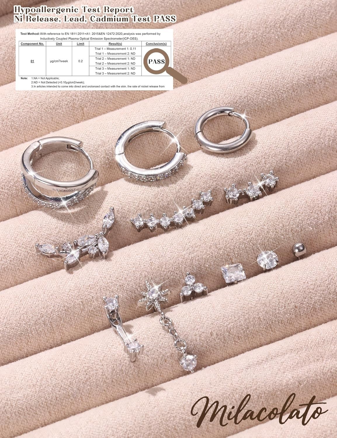 16G Cartilage Earrings for Women Silver Flat Back Earrings Hypoallergenic Sur…