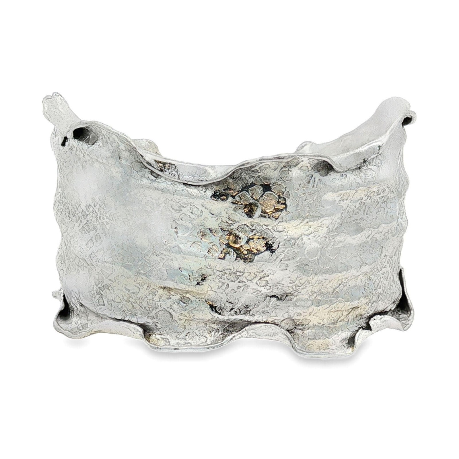 Sterling Silver Copper Bracelet High Polished Adjustable Torn Edge Cuff