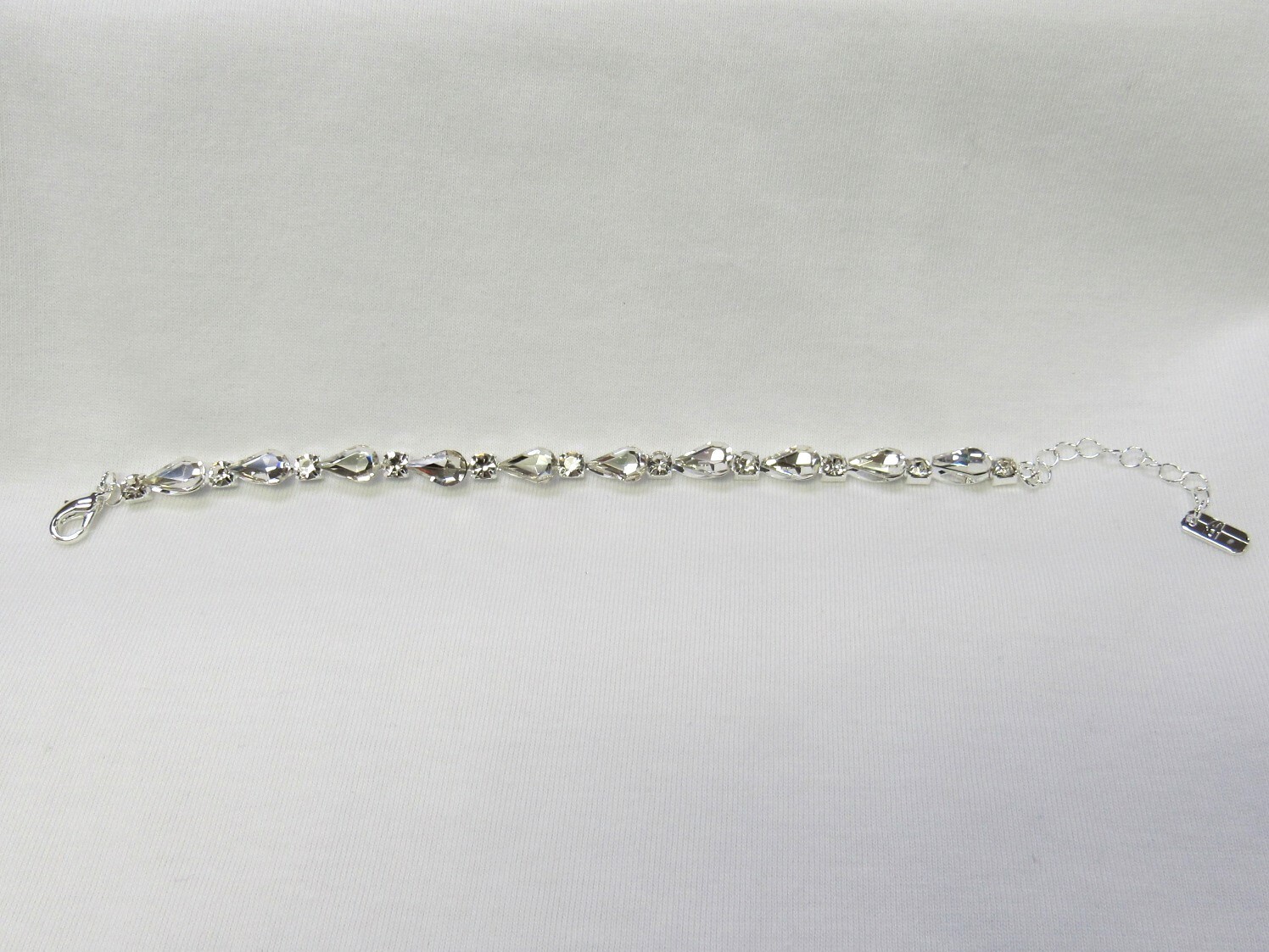 Silver Rhinestone Crystal Teardrop Sparkle Bracelet Prom Special Occasion # 3097