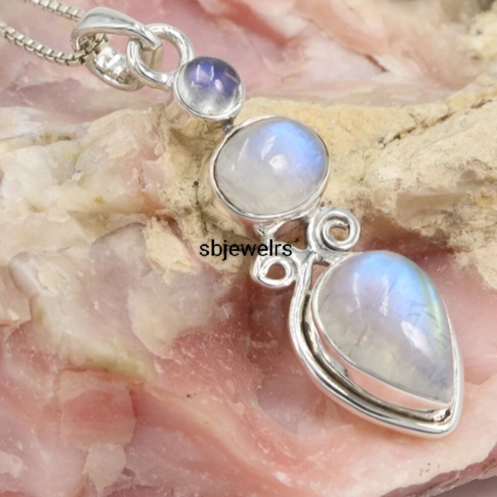 Pretty Moonstone Gemstone 925 Sterling Silver Handmade Pandant Wedding Gift E-10