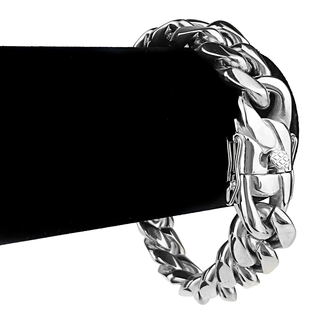 Men’s Solid Stainless Steel Bracelet Silver 18MM Thick Heavy Miami Cuban 8.5” in