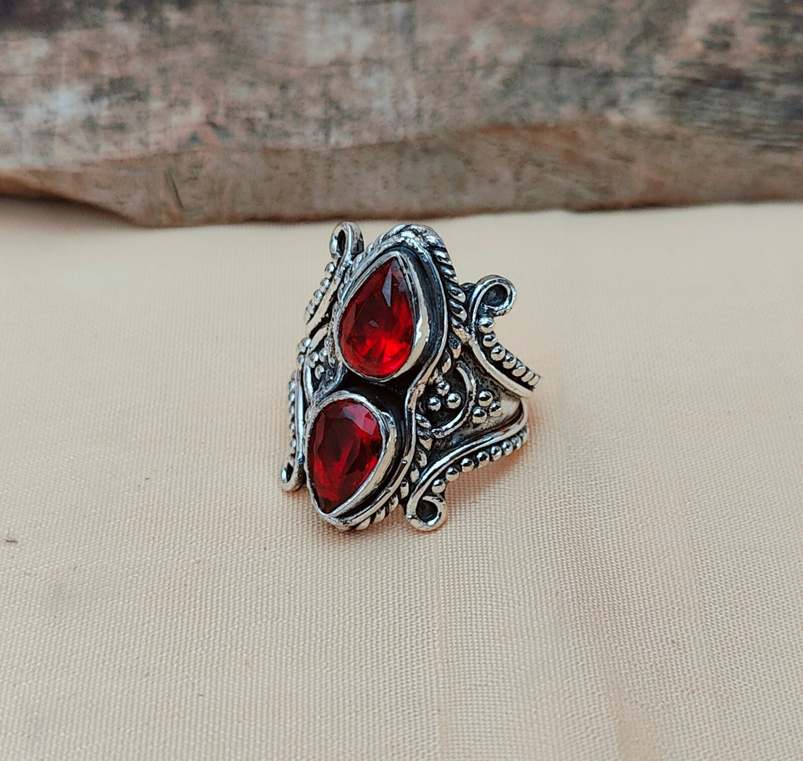 Garnet Designer handmade ring 925 Sterling Silver Jewelry All Size Available