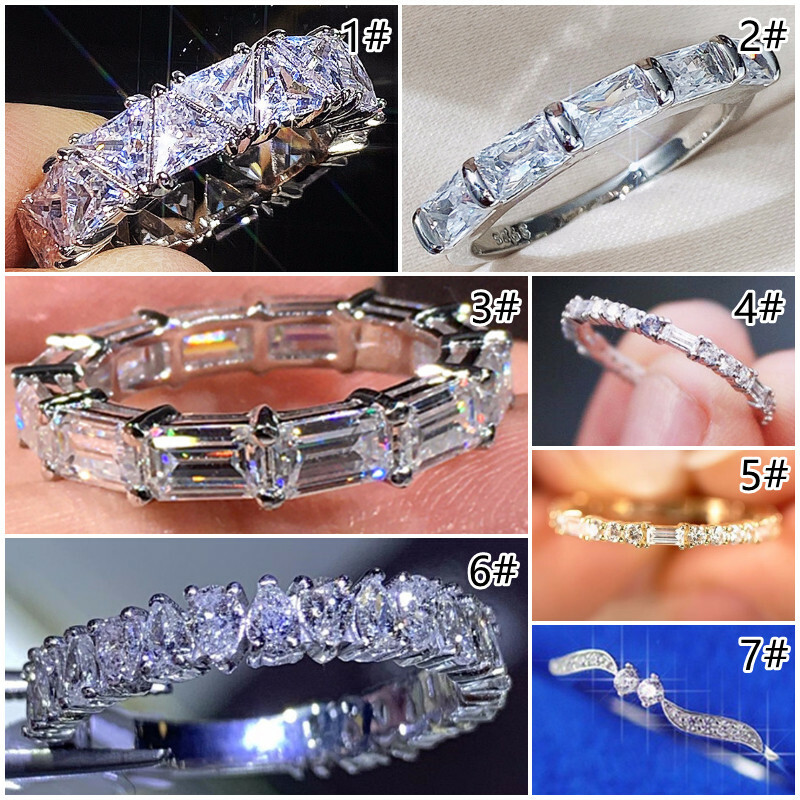 925 Silver Filled,Gold Women Party Ring Adorable Cubic Zircon Jewelry Sz 6-10