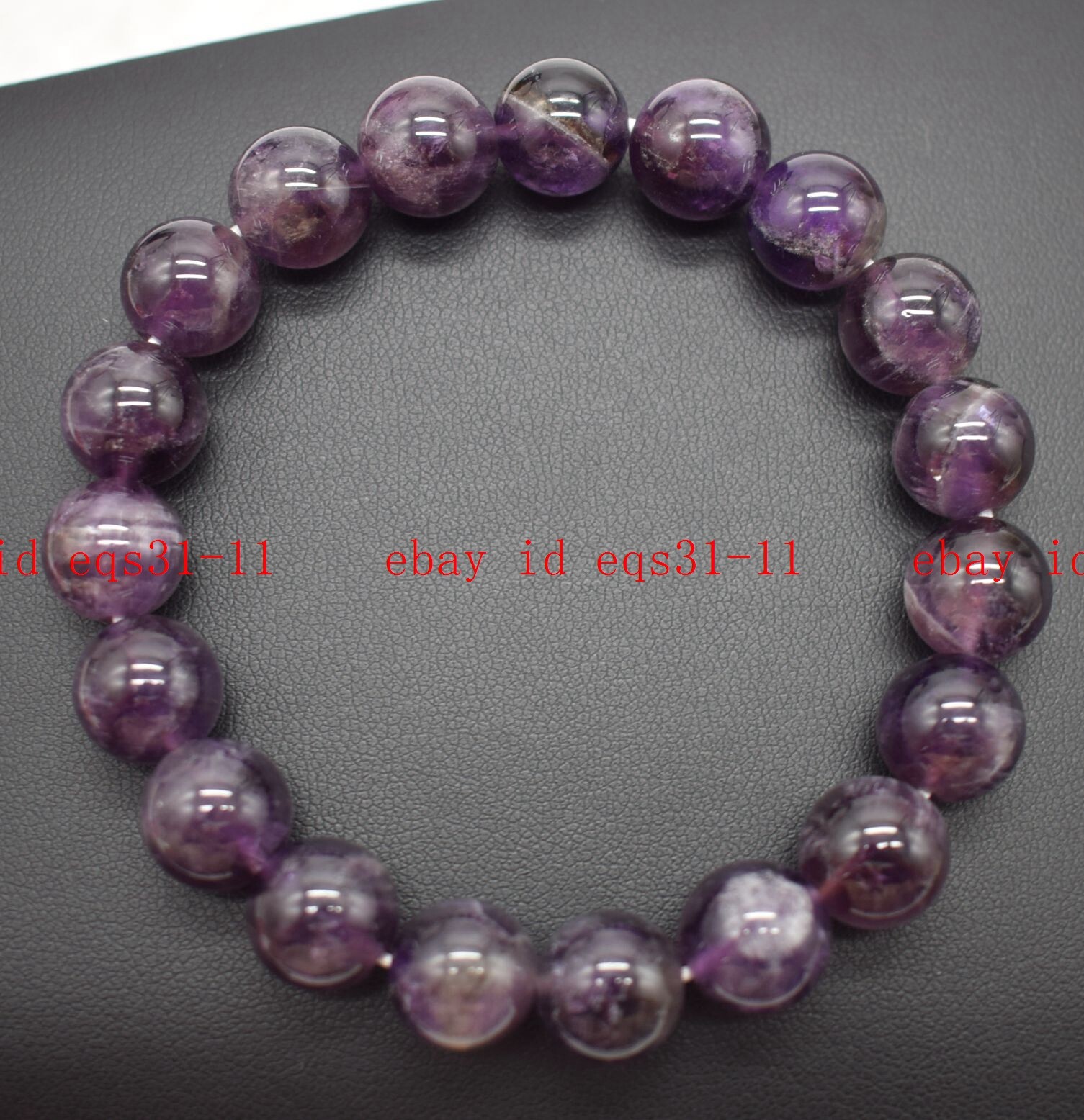 Fashion 4/6/8/10/12/14mm Amethyst Round Gemstone Beads Elastic Bracelet 7.5″ AAA