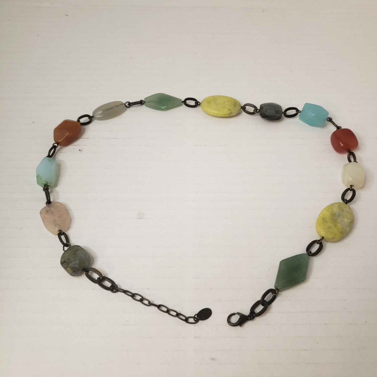 FOSSIL Brand Rustic Stone Bead Bronze-tone Chain 22″