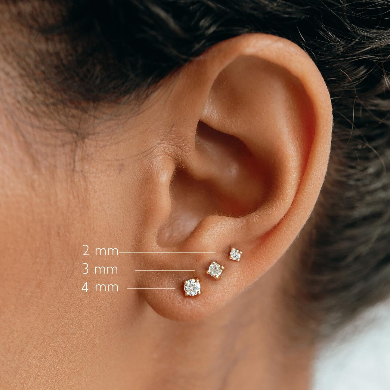 3 Pairs Mini Hoop Earrings Set Turquoise Cubic Zirconia Huggie Hoop Cartilage Ea
