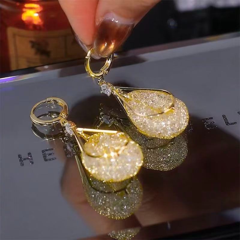 Small niche design mesh crystal earrings, gifts for wives, mothers, and girlfrie