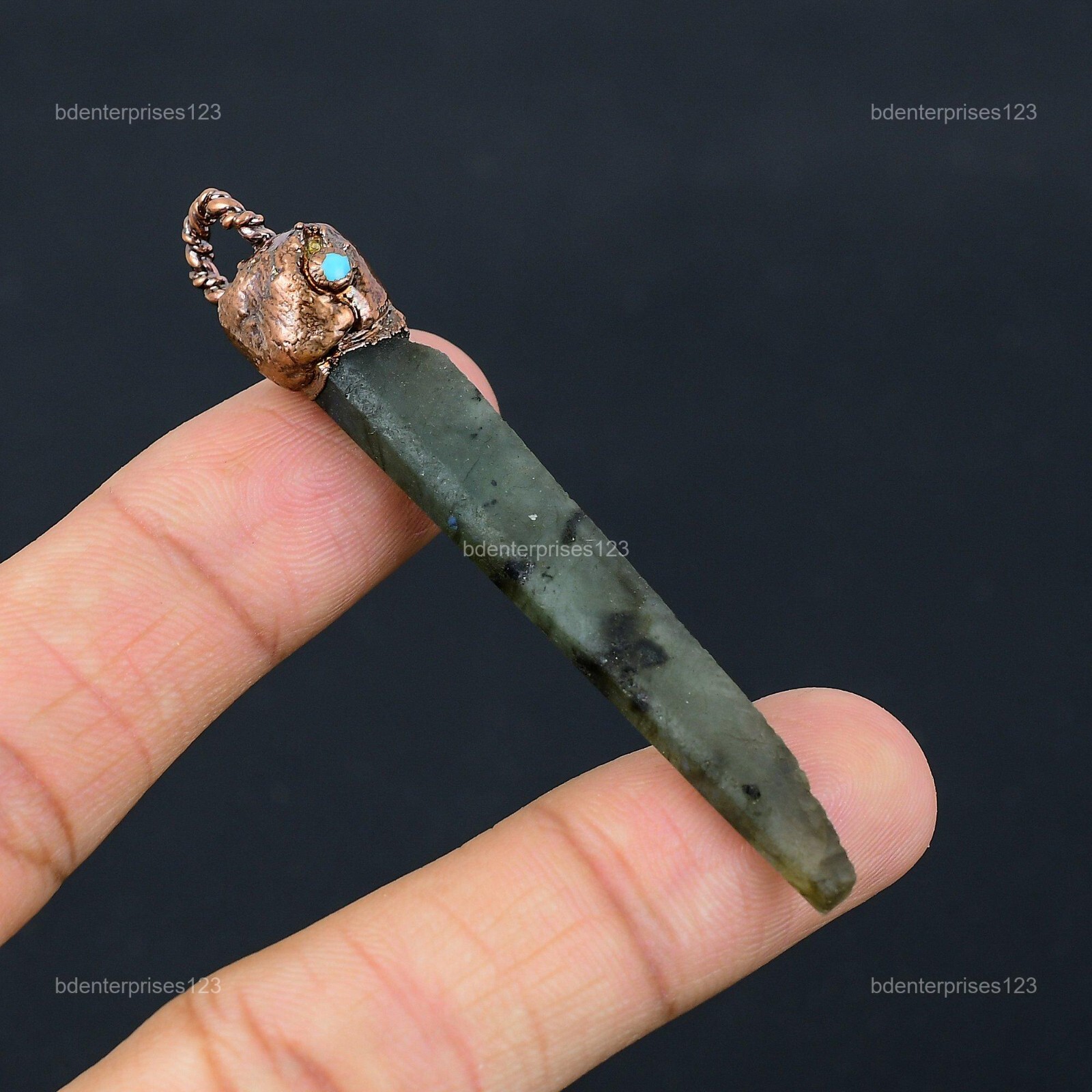 Labradorite Rough Stone Arizona Turquoise Electroformed Pendant Jewelry Copper