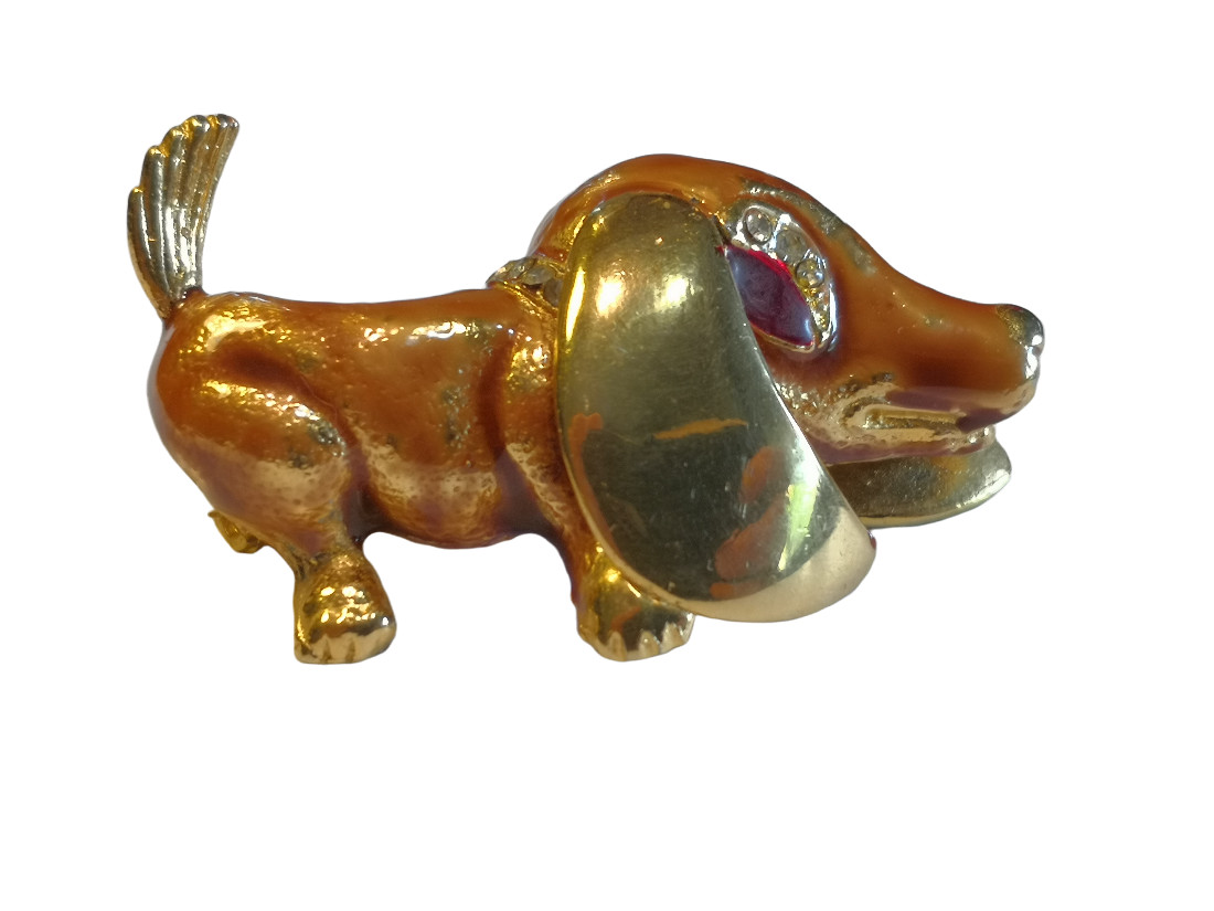 Bijoux Cascio Firenze cane Bassotto Bassethound bigiotteria vintage firmata 70s