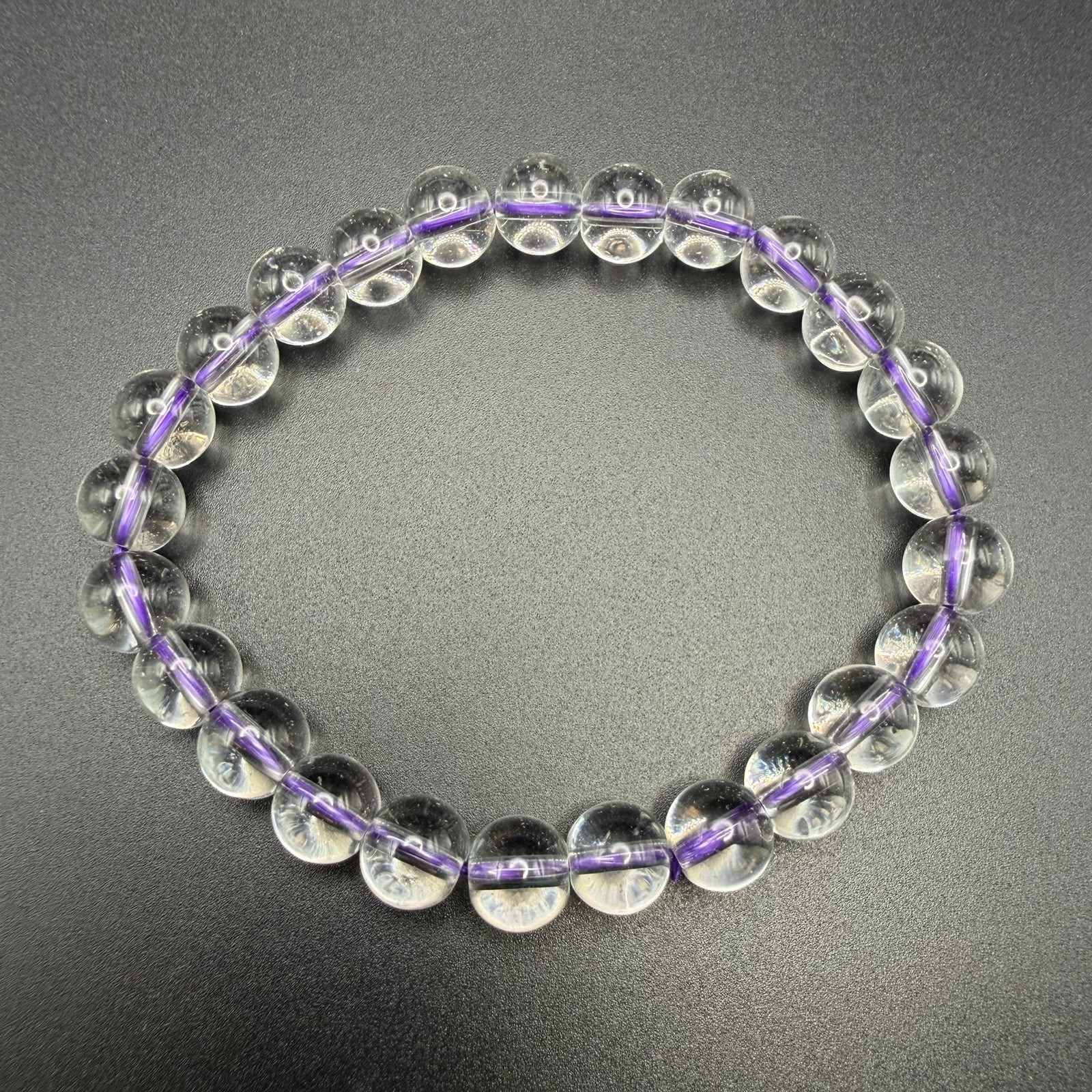 Natural Amethyst Purple Healing Quartz Crystal Round Beaded Bracelet Brand New