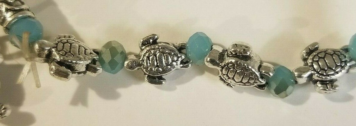 Turtle Bracelet with Beautiful Lab Created Moon Sapphire & 14k Gold Overlay