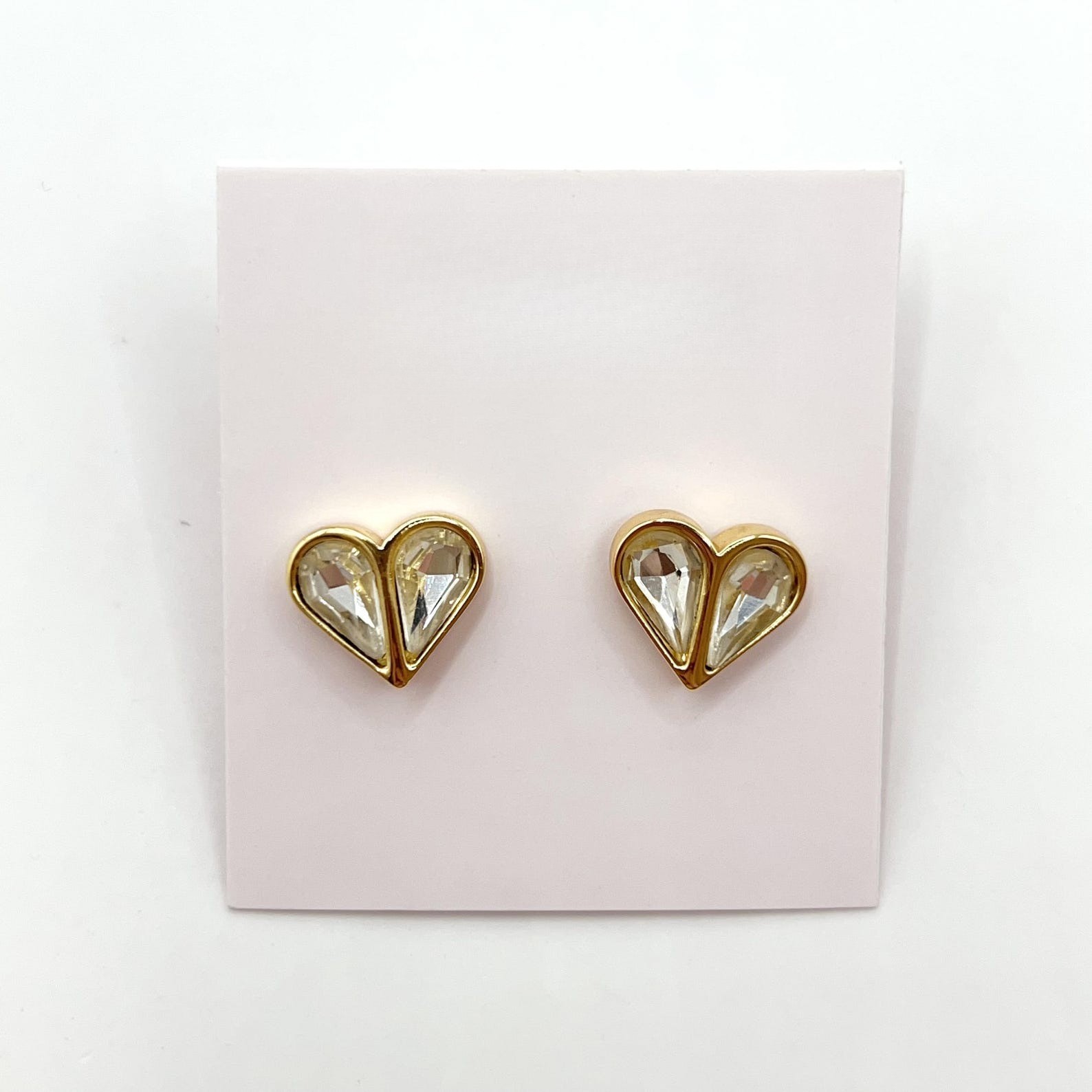 KS045-Kate clear crystal heart earrings