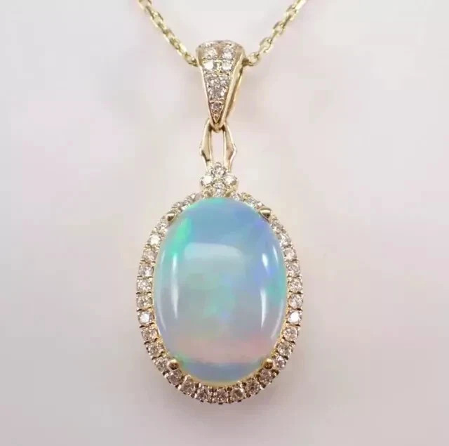 3.00Ct Oval Cut Simulated Fire Opal Halo Pendant 14K Yellow Gold Plated Silver