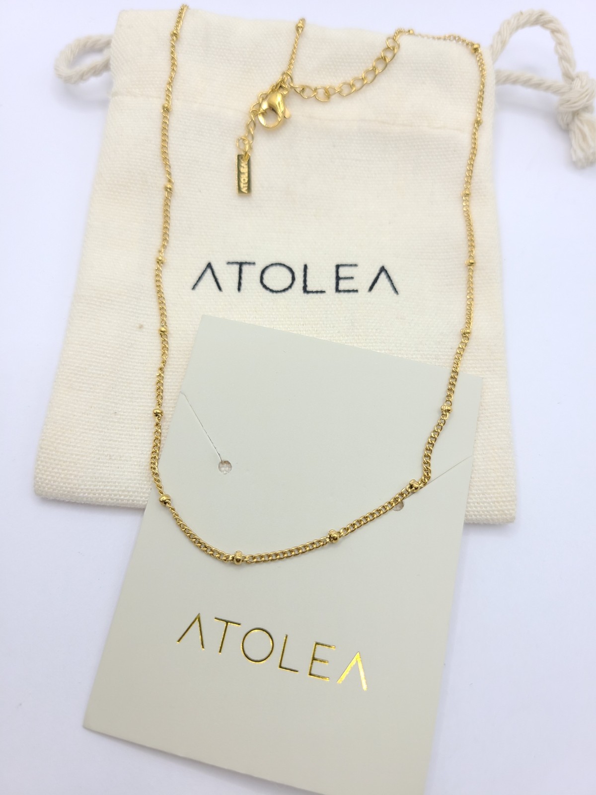 Atolea “Capri” Beaded Choker 18k Gold PVD Necklace 15″ + 2″