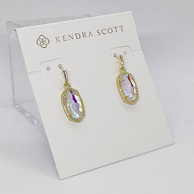 New Kendra Scott Lee Gold Drop Earrings In Dichroic Glass
