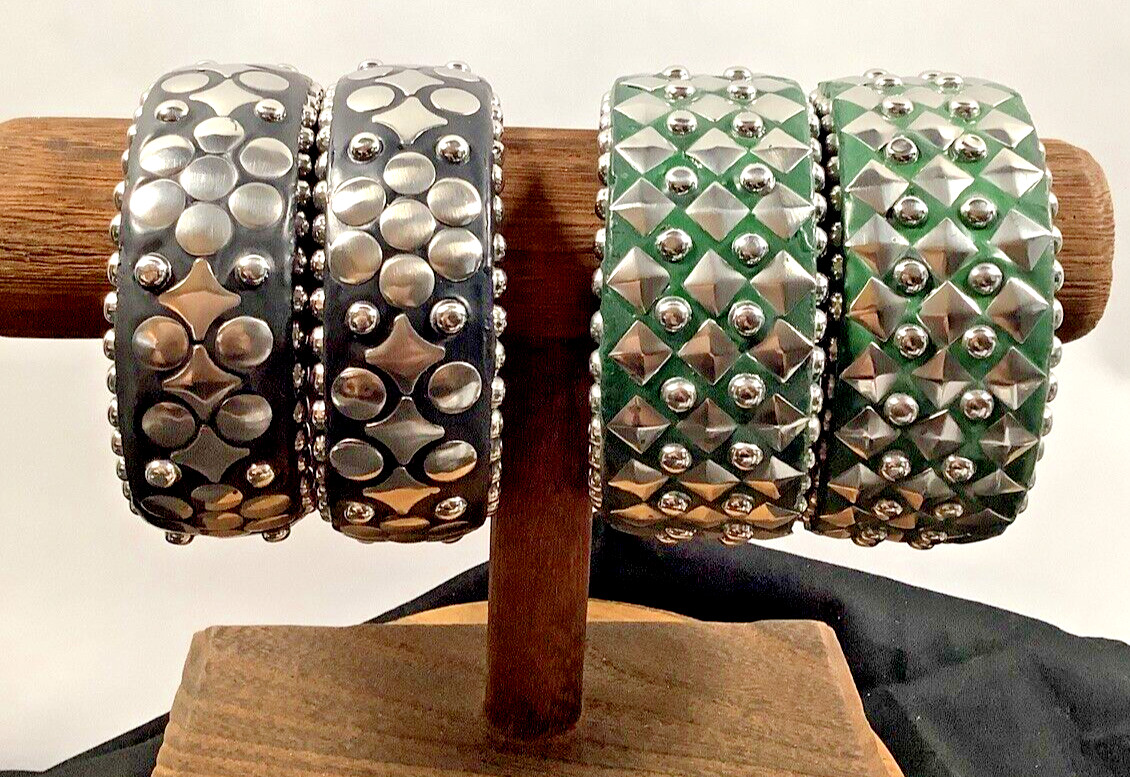 Antika Collection Faux Wood Leather Studded Bracelets