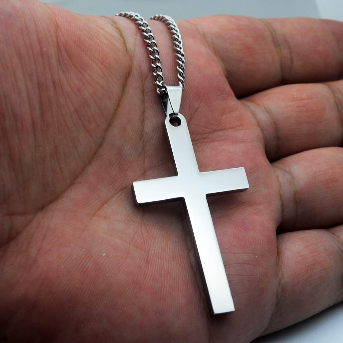 2pc Cross Necklace Silver Premium Alloy Solid Color Cross Pendant Necklace