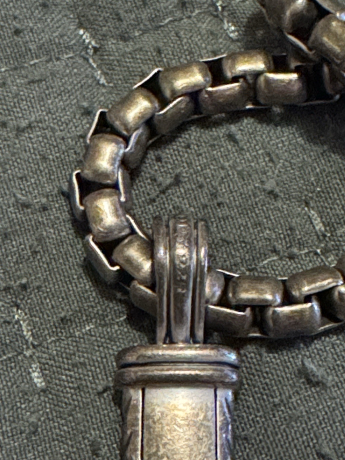 David Yurman 22” 5mm box chain with Large chevron cross with black diamonds