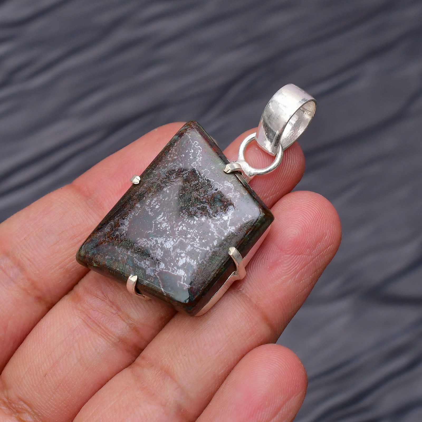 Azurite Gemstone 925 Sterling Silver Jewelry Pendant 2.83″