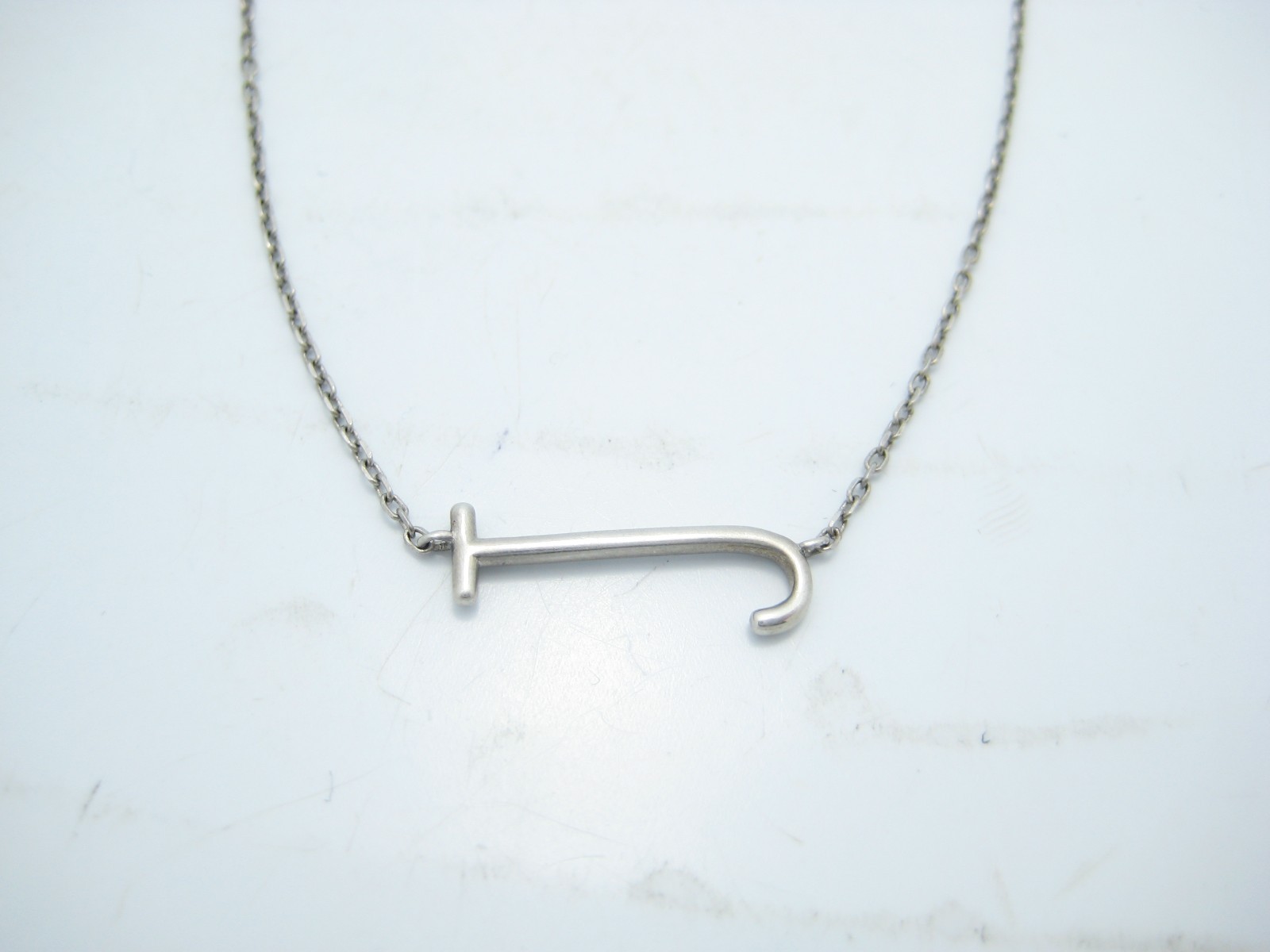 CM RD Sterling Silver Letter J 0.5mm Chain Link Necklace 18″
