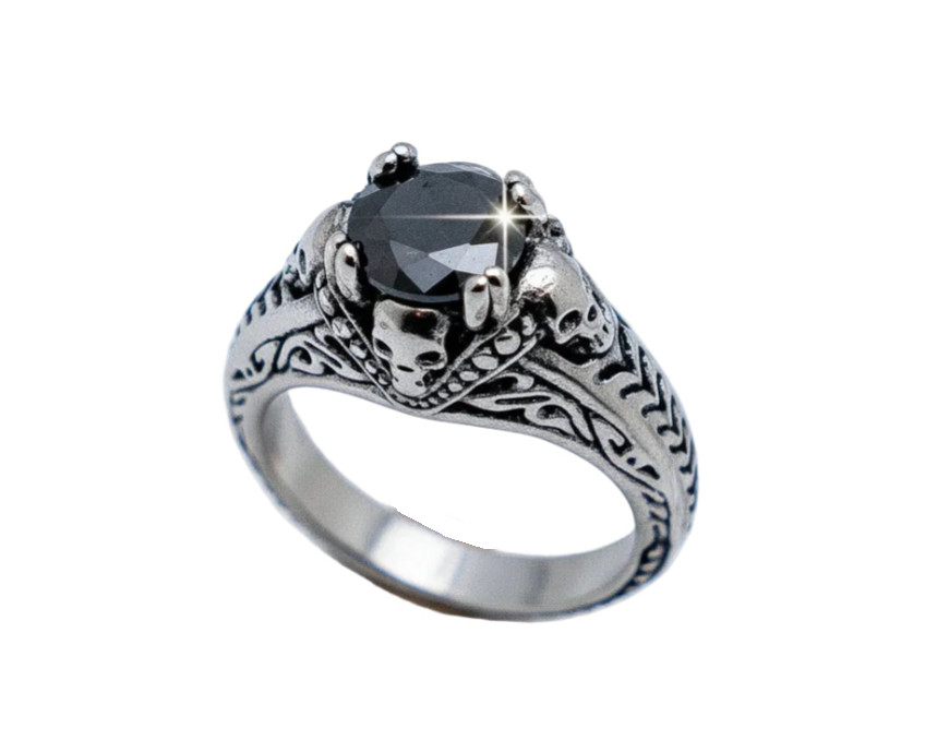 Ladies Solitaire Skull Ring Stainless Steel Motorcycle Biker Jewelry 189
