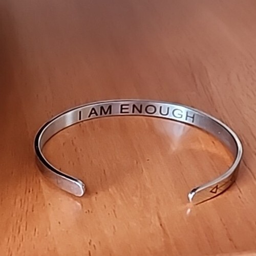 Inspirational Bracelet ~ I AM ENOUGH ~ Stainless Steel ~ Silver “C” Bracelet