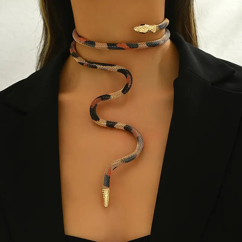 Scaled Multicolor Adjustable Snake Bracelet Necklace Jewelry Gothic Collar