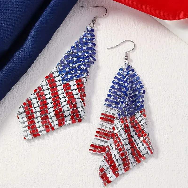 1 Pair USA Patriotic Dangle Earrings, Alloy Independence Day, Parties, Parades