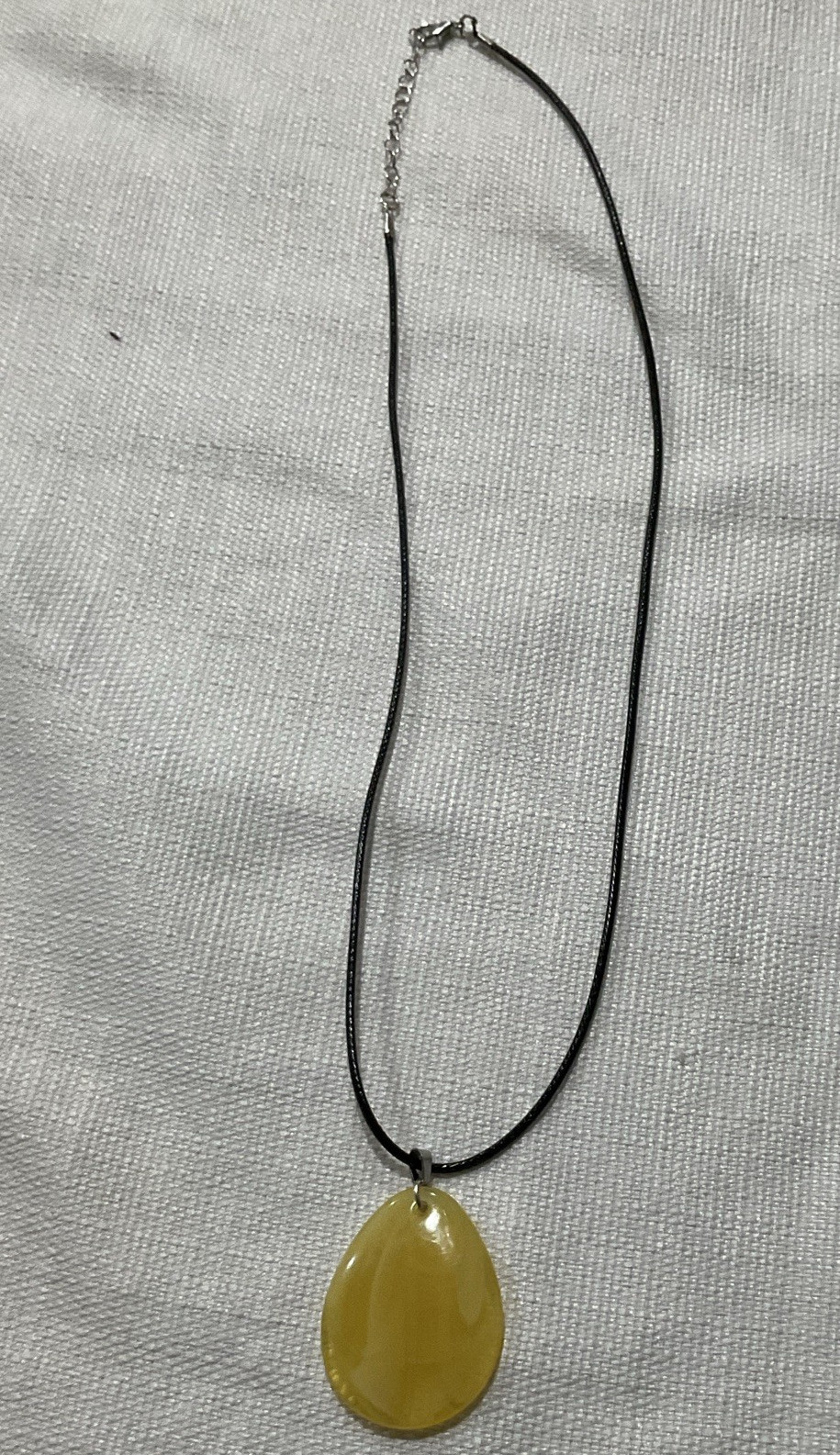 Black Cord Necklace Yellow Teardrop Charm Pendant Pendant Style 1 Gemstone