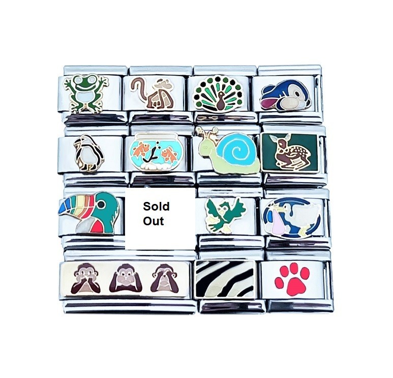 9mm Italian Charms Assorted Animals Rabbit Deer Monkey Fish Frog (Col #4)