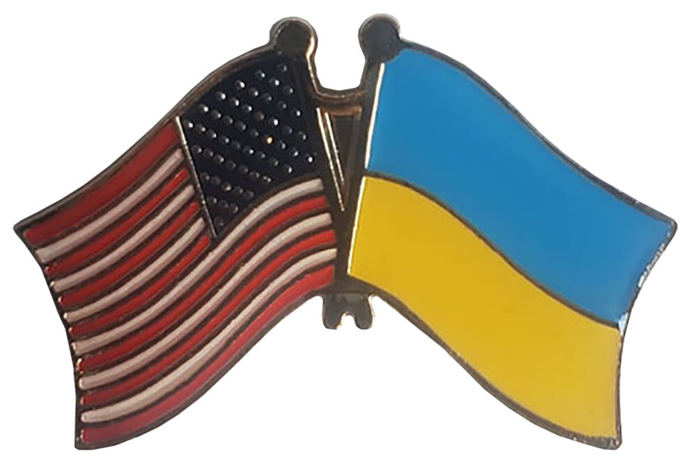 USA American Ukraine Friendship Flag Bike Motorcycle Hat Cap lapel Pin