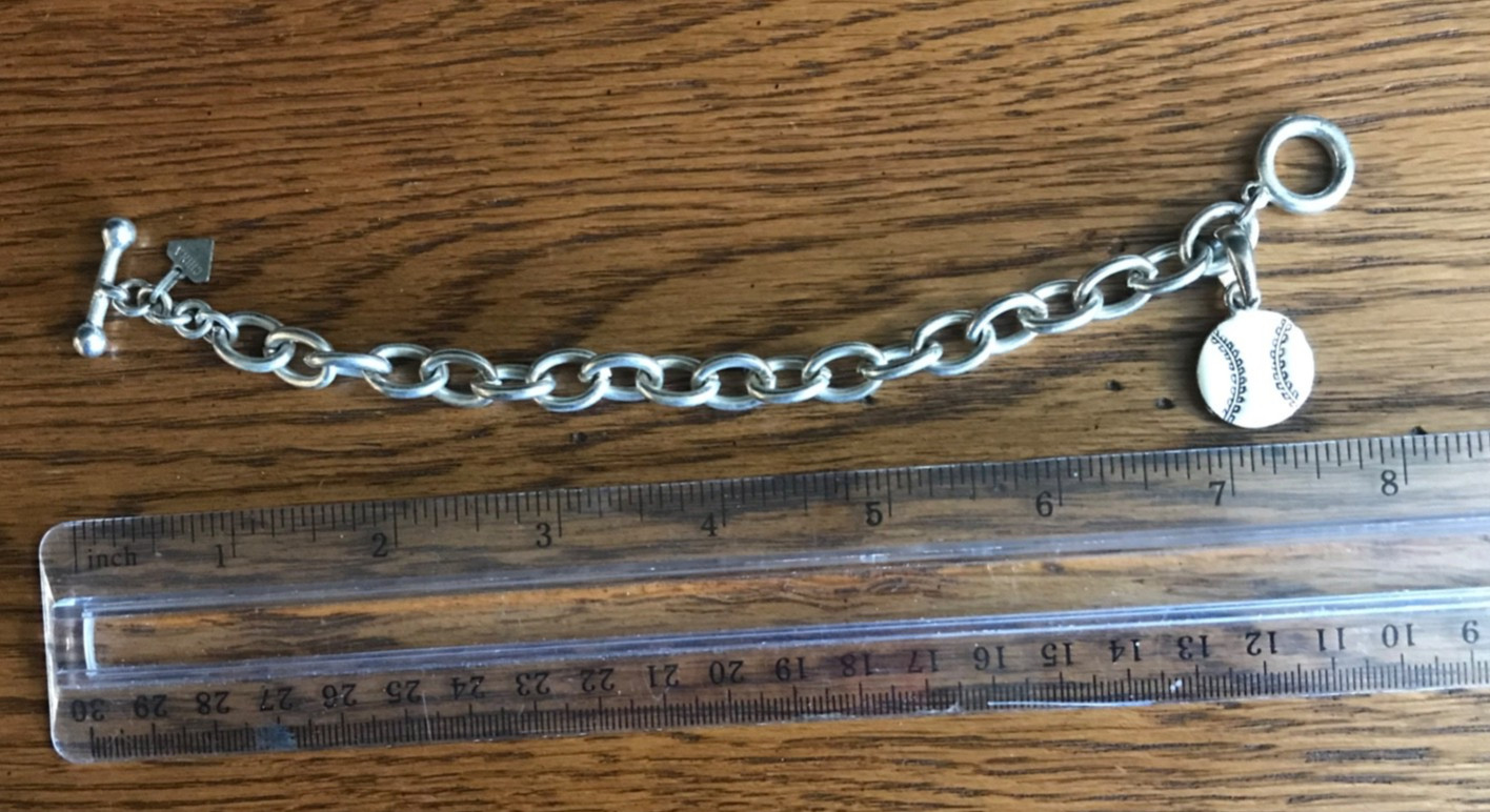 Cookie Lee signed Softball Baseball Steel Thick Chain 7.5″ Charm Bracelet