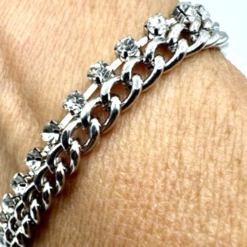 American Flag Rhinestone Bracelet With Dazzling Chain & Toggle Closure USA