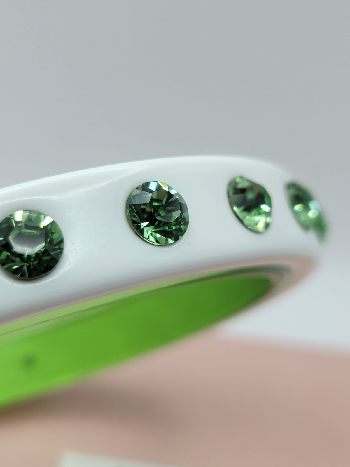 Miu Miu by Miuccia PRADA Plexi Glass & Crystal Bangle Green & White Boxed Pouch