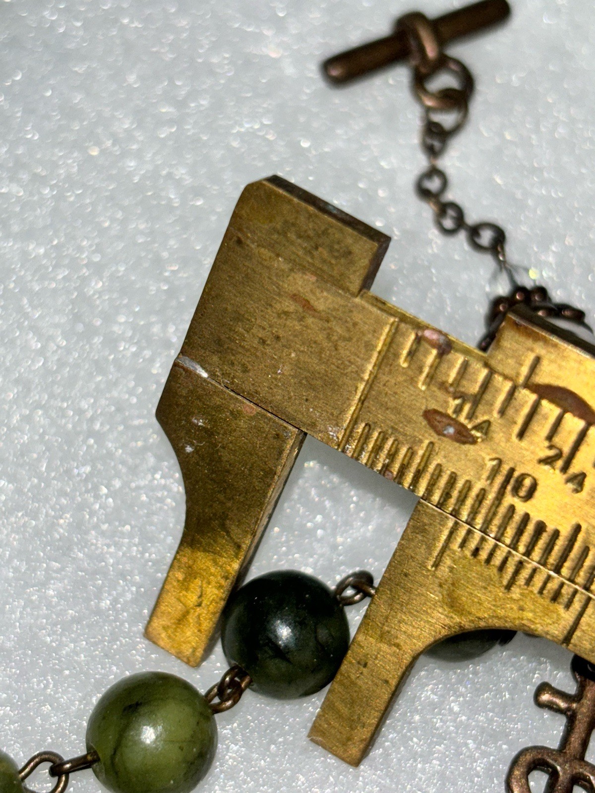 QVC Connemara Marble Bronzetone Antiqued Rosary Bracelet, yellow Stone, Avg NIB