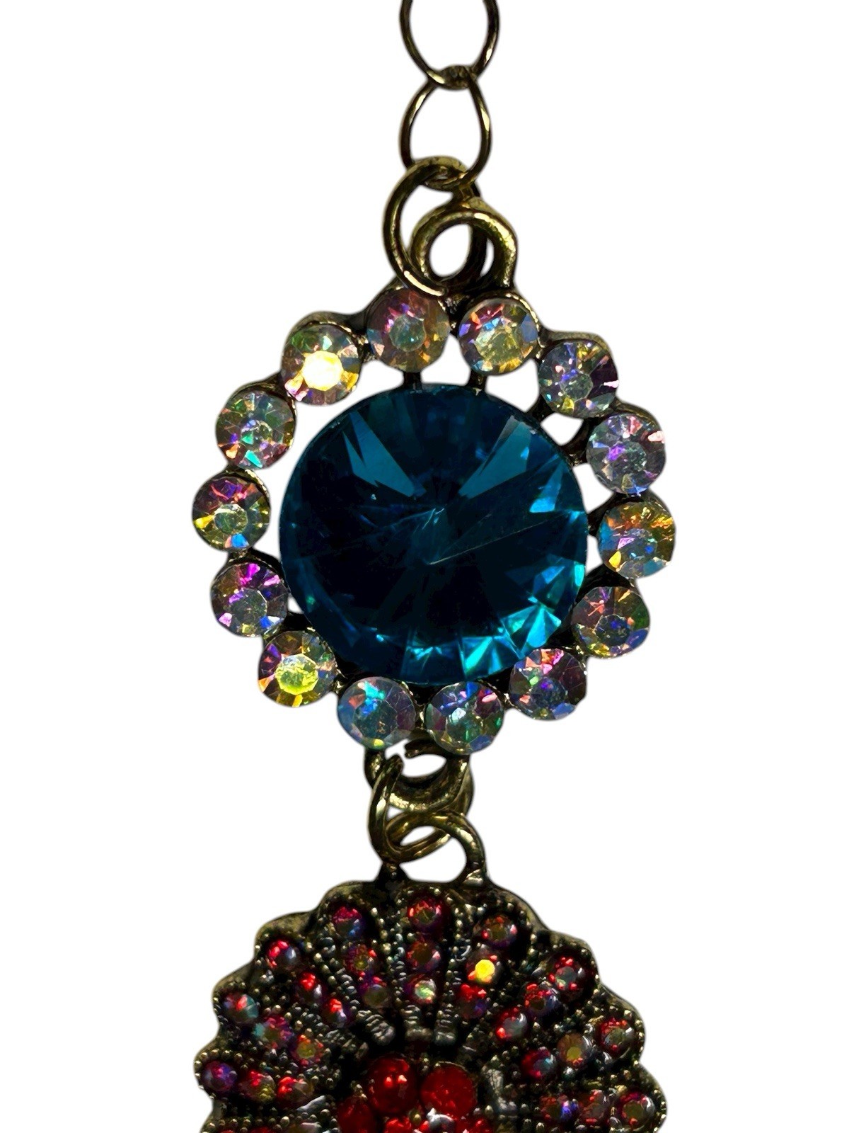 Colorful Rhinestone Floral Statement Bracelet Gold Tone Adjustable 7–8.5”