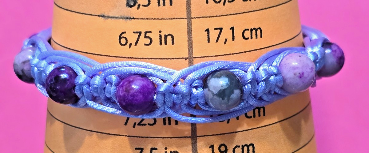 Macrame and Sugilite Gemstone Bead Adjustable Bracelet