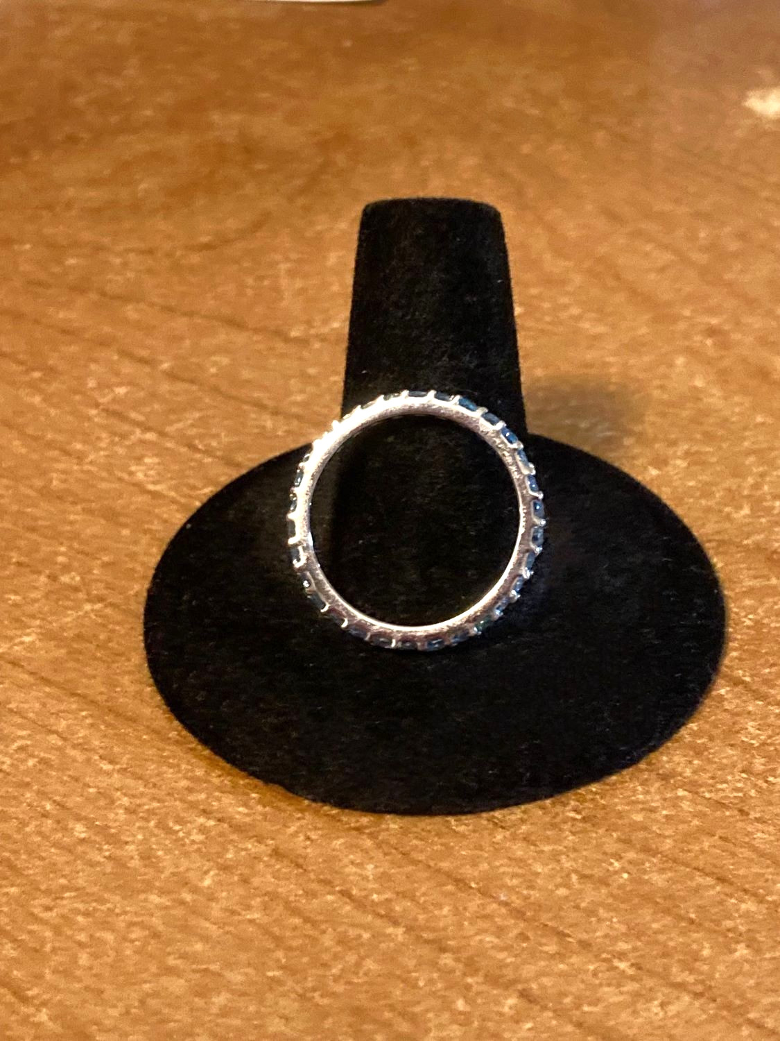 SWISS BLUE TOPAZ 1.10CTS STER SILVER ETERNITY STACKING RING 2 AVAILABLE SZ 7.5