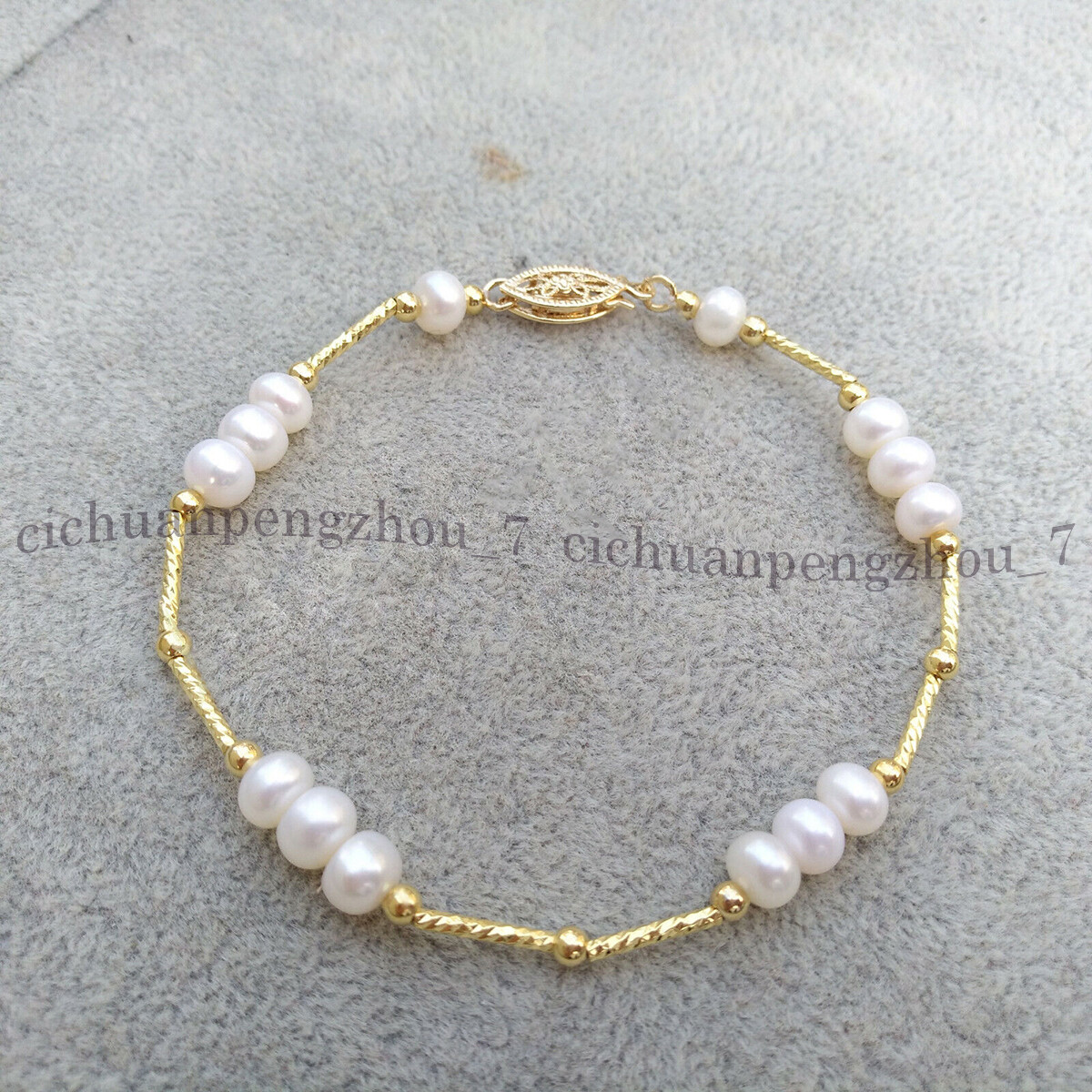 Natural White Rondelle Freshwater Pearl Bangle Bracelet 7.5-8 inch 7-10mm