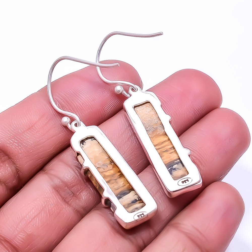 Natural Picture Jasper 925 Sterling Silver Earring 1.76″ E72, Christmas Gift