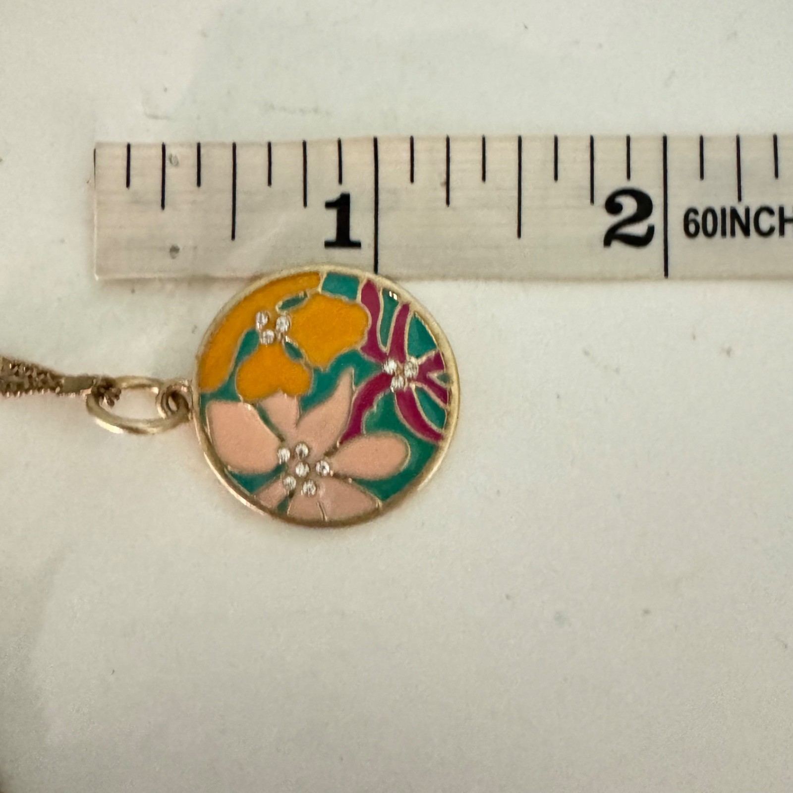 Lilly Pulitzer Lilly Lover Enamel Floral Pendent Necklace Gold Tone Rhinestone