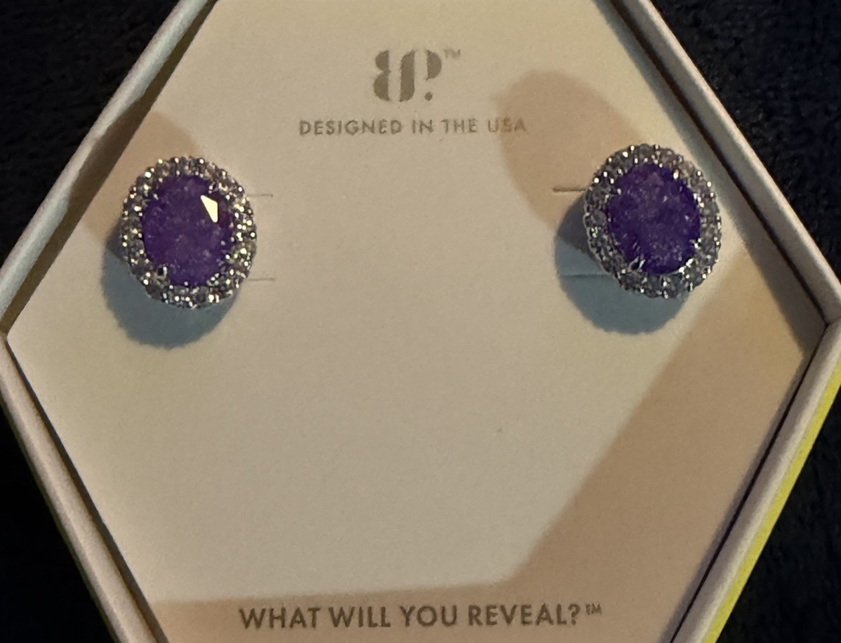 Bomb Party Earrings 2424 Amethyst Ice Crystal Rhodium Plating