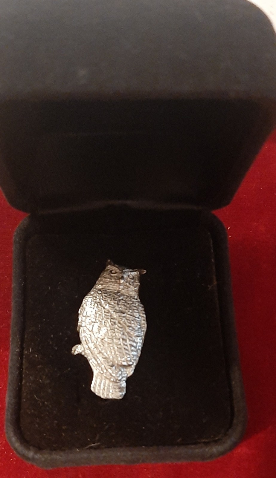 VTG “GREAT HORNED OWL” Fine Pewter Broach/Lapel/Hat/Pin-GG Harris-1988