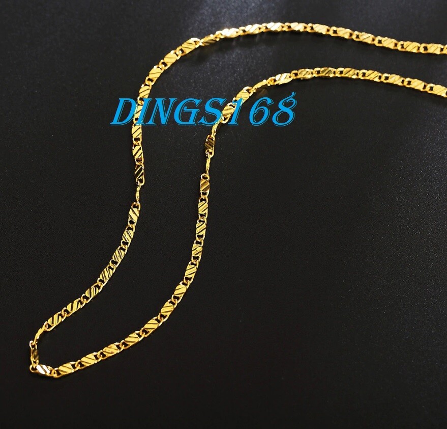 Solid 18K Gold Filled Hypo-allergenic Classic 2.2mm Flat Necklace Chain 16″ ~30″