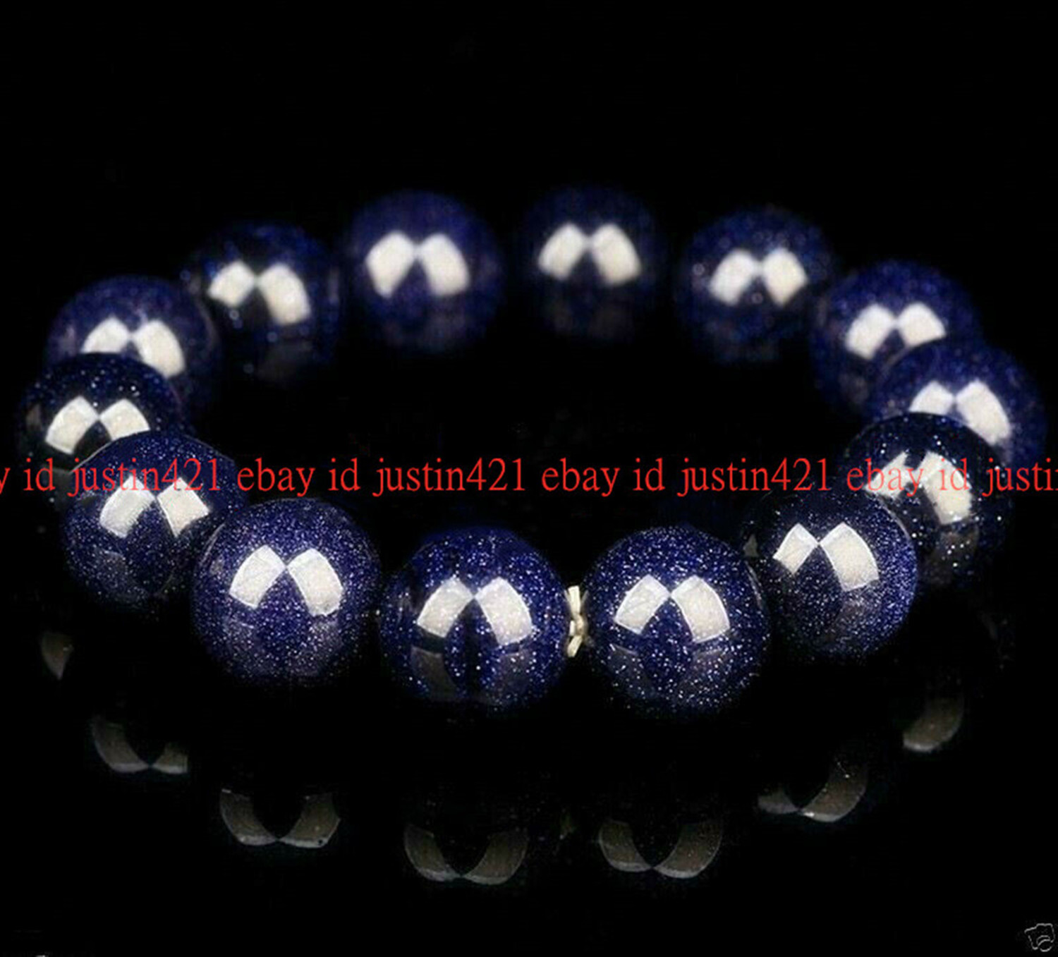 Natural 4/6/8/10/12/14mm Genuine Blue Sand Round Gems Beads Bracelet 7.5″ AAA