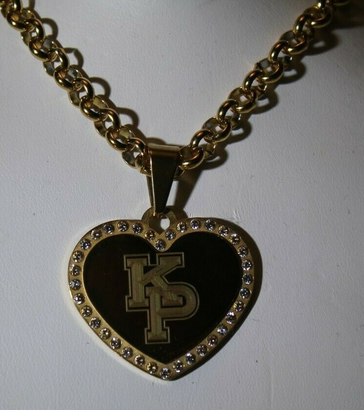 USMMA US MERCHANT MARINE ACADEMY GOLD TONE BLING HEART STAINLESS STEEL ROLO KP
