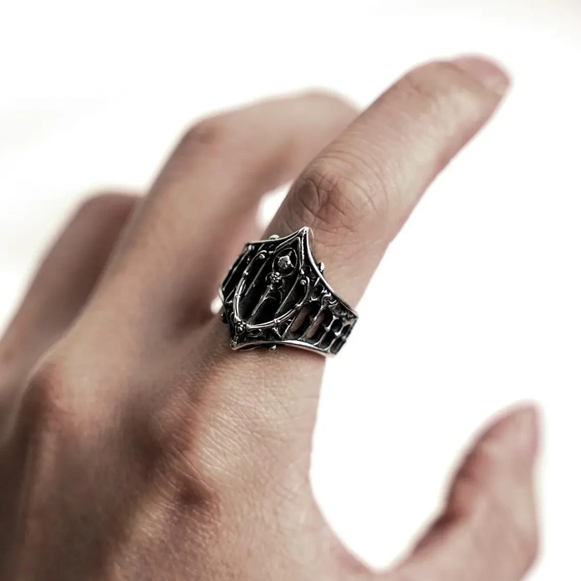 Dream Corridor–Gothic Ring, 925 sterling silver handmade, biker punk rock style
